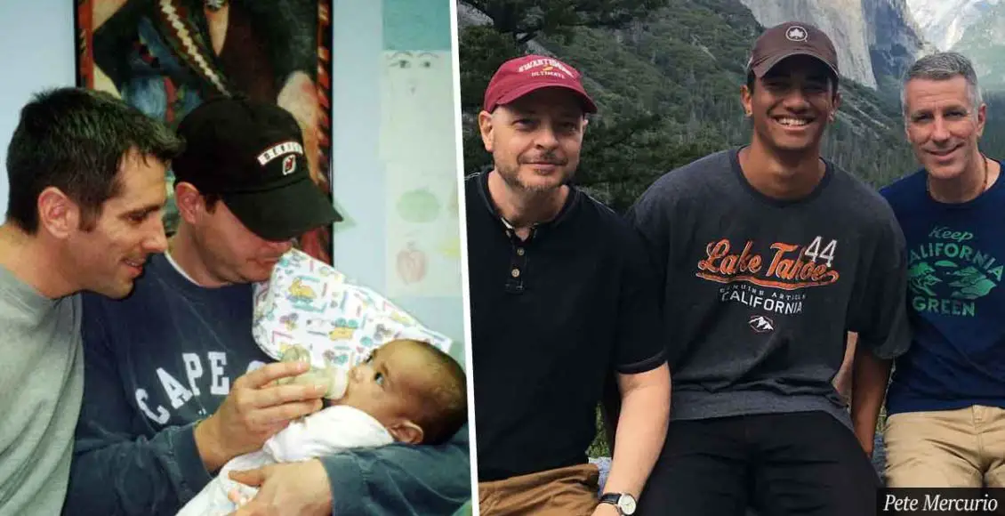 Gay couple finds abandoned baby on the subway and raises him as their own child