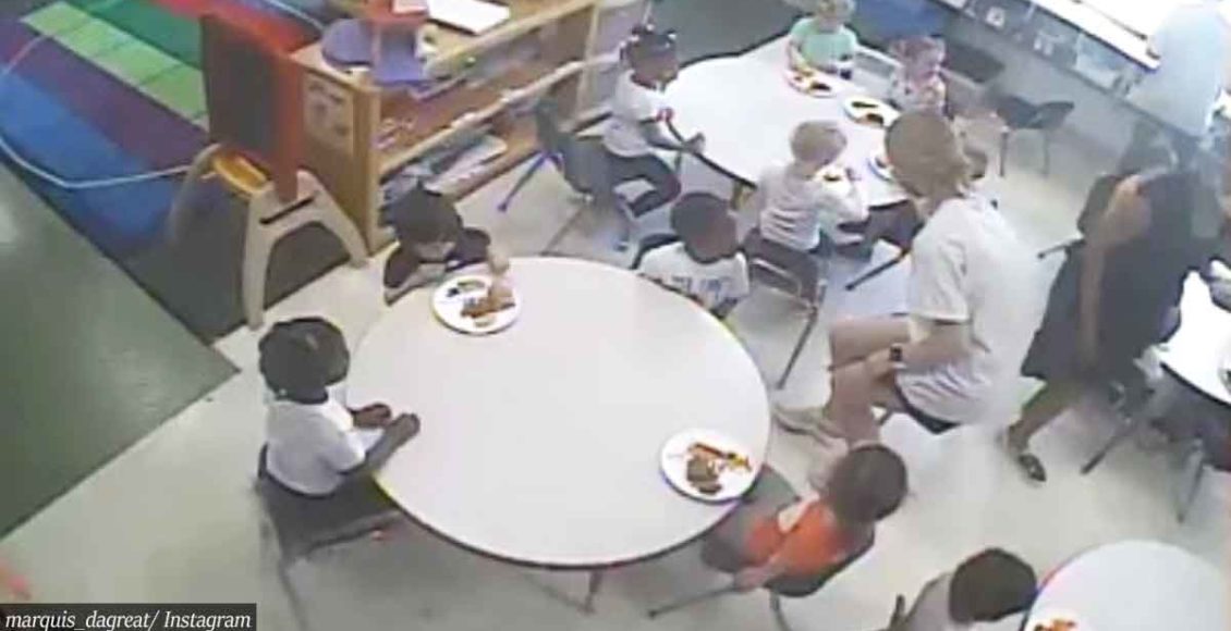 Shocking daycare footage shows white kids being served their food before their black classmates
