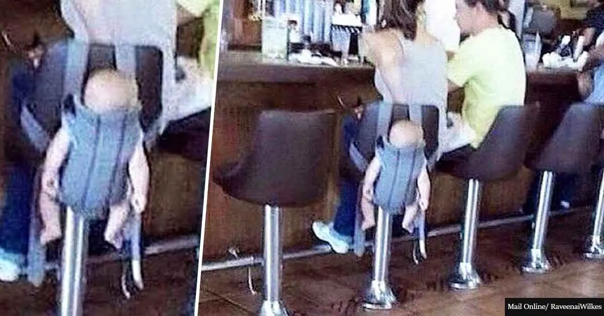 Woman Hangs Her Baby Over Bar Stool Like A Bag While She Enjoying A Drink With A Man And People Are Furious About It