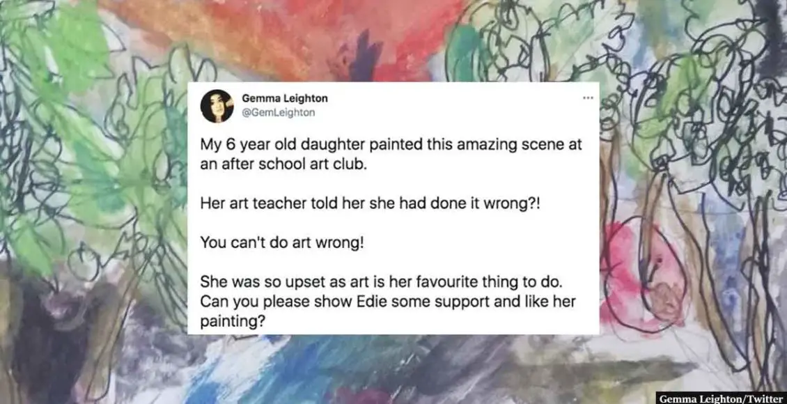 Art teacher tells a 6-year-old her painting is "WRONG" and the internet is beyond outraged