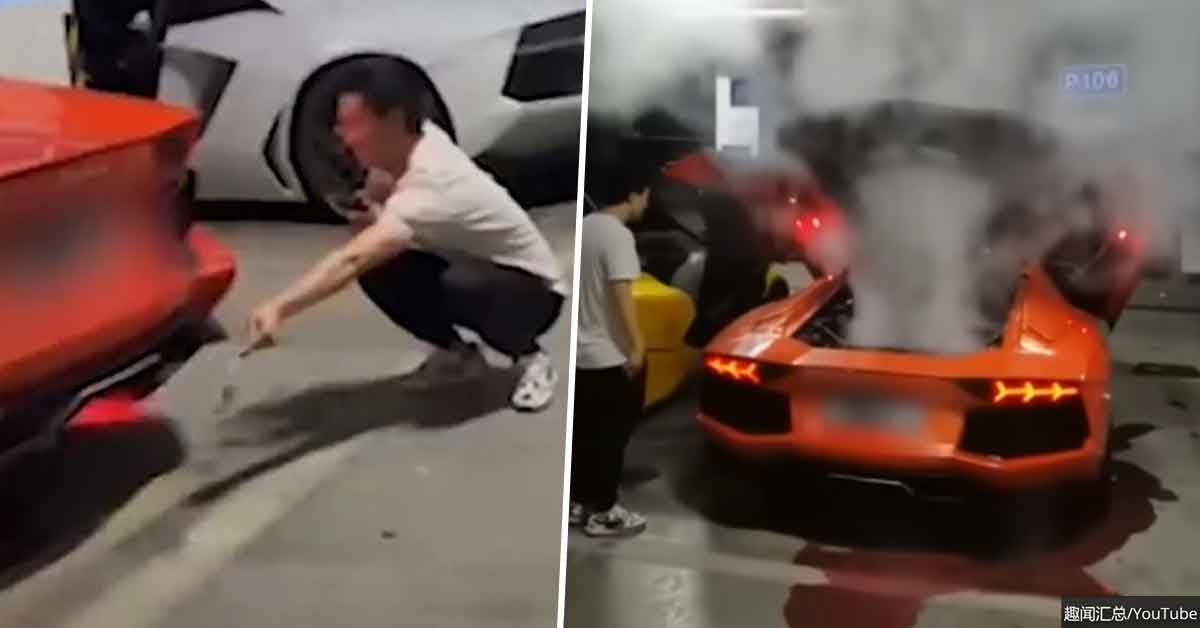 $400K Lamborghini destroyed after racers try to grill meat through the exhaust