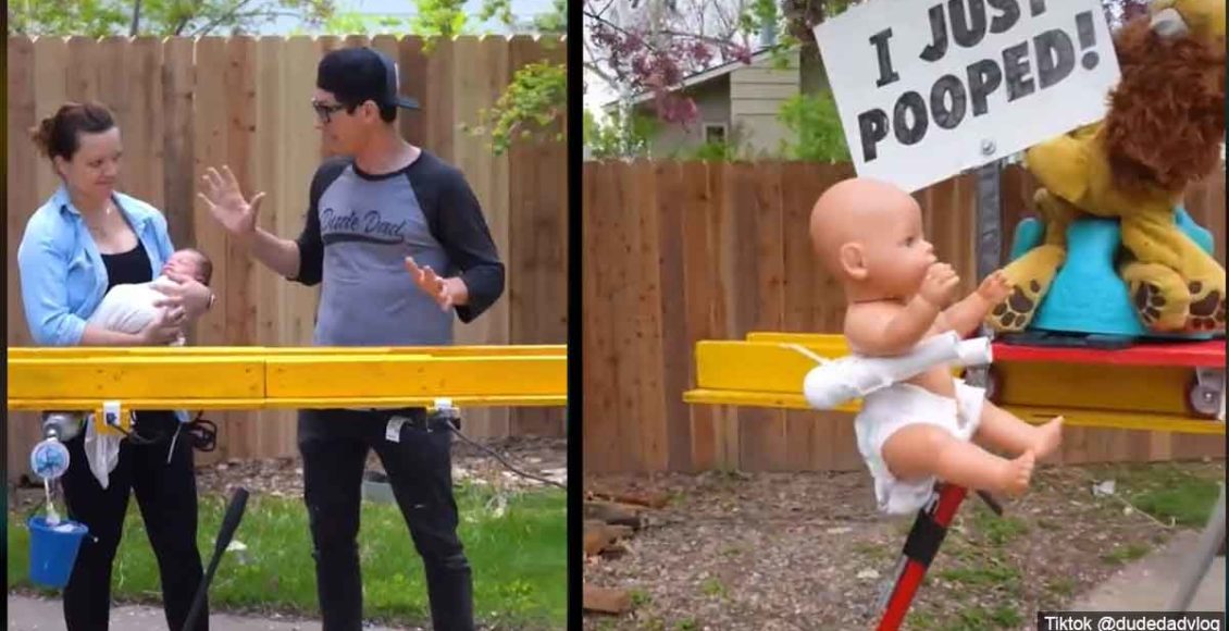 This Dad’s DIY Diaper Changing Machine Is Hilariously Dangerous