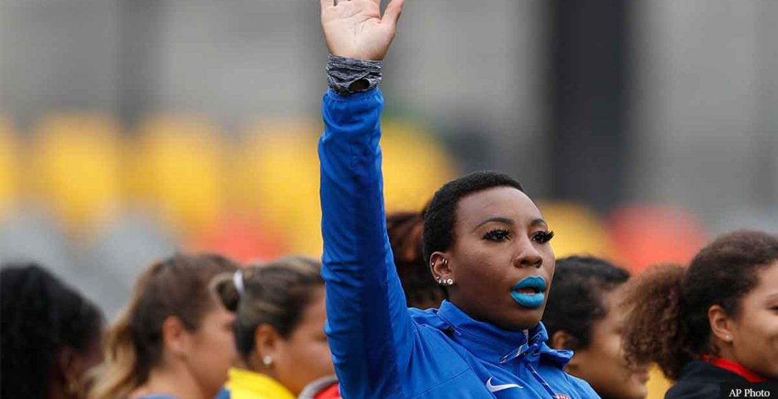 Flag-Disrespecting Athlete Gwen Berry Sponsored By 'Defund The Police' Group