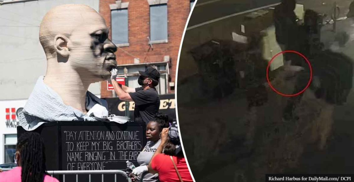 George Floyd statue VANDALIZED just days after unveiling in NYC