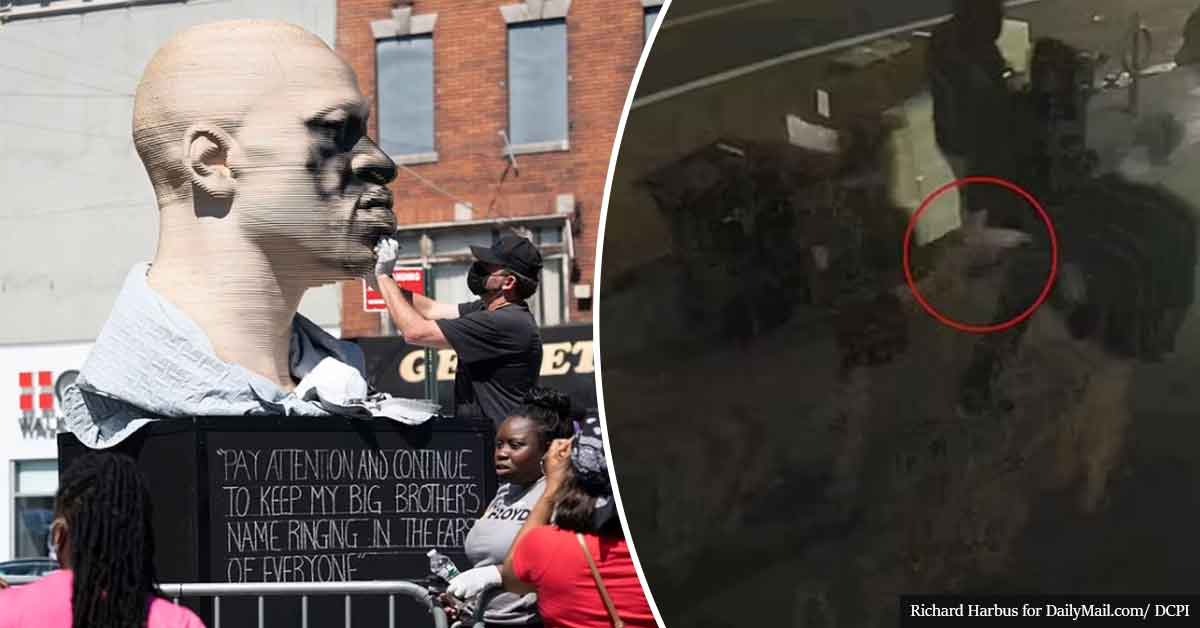 George Floyd statue VANDALIZED just days after unveiling in NYC