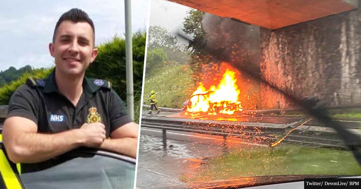 Hero firefighter single-handedly rescues family of five trapped inside a burning car