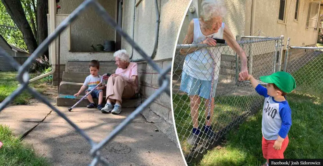 Boy, 2, and his 99-year-old neighbor become BFF's amid pandemic