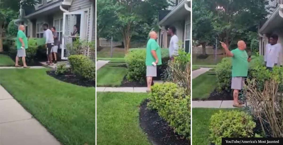 Protestors show up at a man's home after he gives out his address in racism-fuelled rant