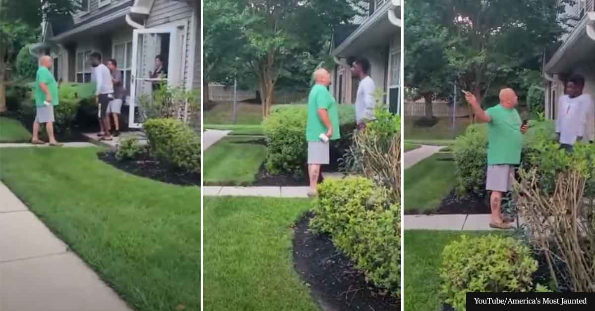 Protestors show up at a man's home after he gives out his address in racism-fuelled rant