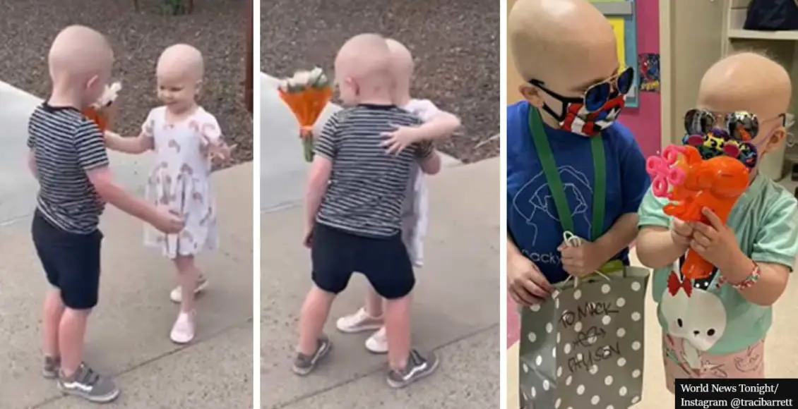 3-year-old BFFs who battled cancer together and ar now in remission share a sweet reunion outside of the hospital