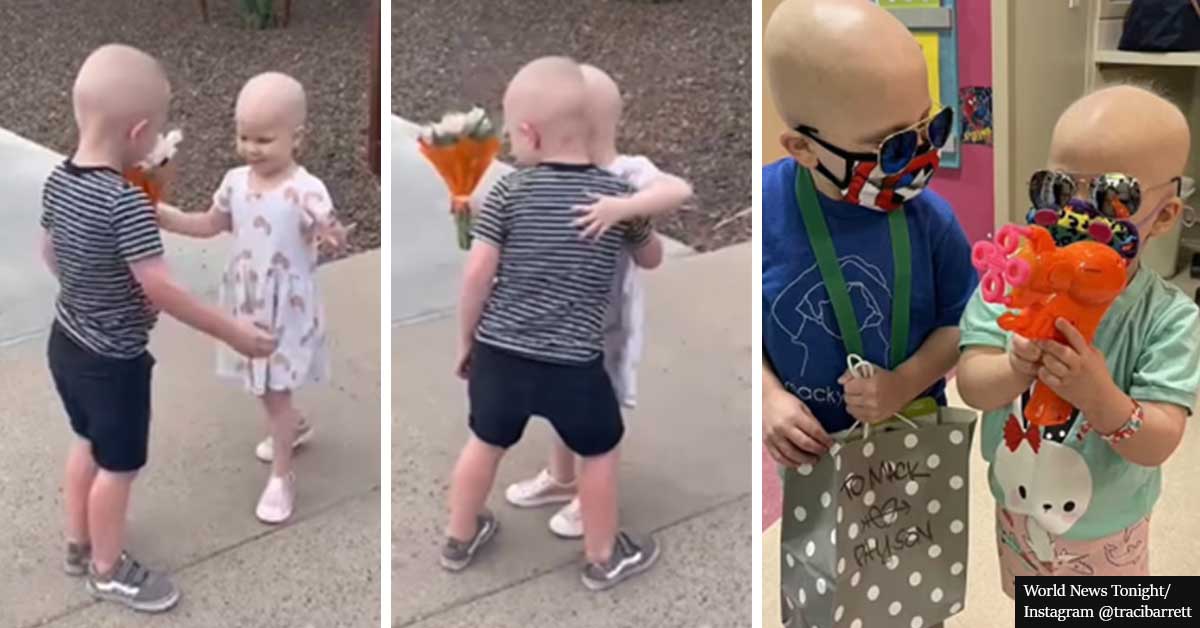 3-year-old BFFs who battled cancer together and ar now in remission share a sweet reunion outside of the hospital