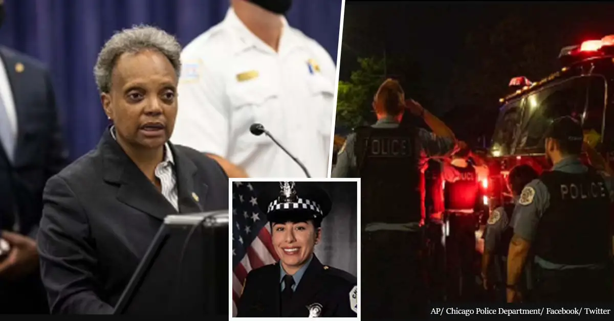 Chicago officers turn their backs on mayor Lightfoot after the tragic death of a female cop