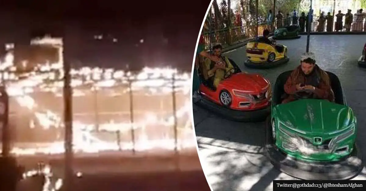 Taliban allegedly burn down amusement park a day after footage shows militants riding dodgems