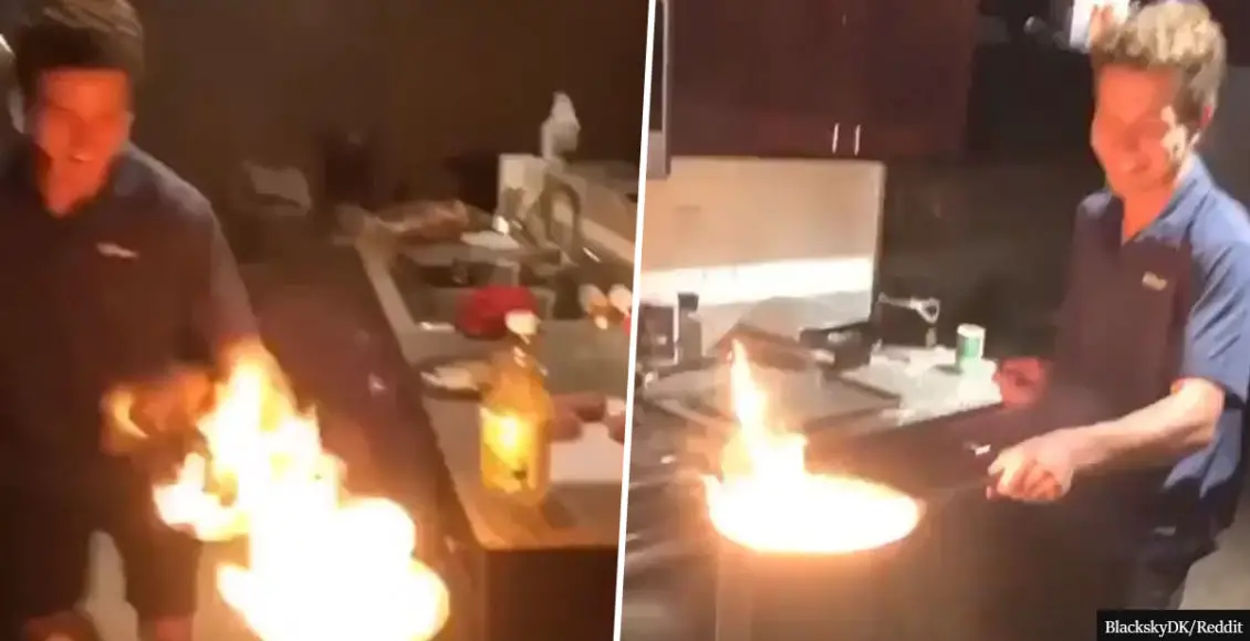 Viral Video Shows What Happens When You Put A Grease Fire Into The Sink