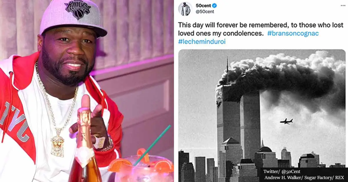 50 Cent bashed for promoting his cognac in a tweet about the 9/11 tragedy
