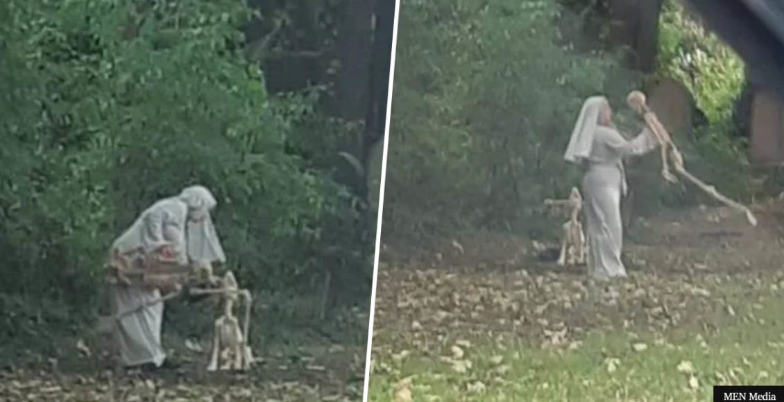 ‘Nun’ Caught Dancing With Skeleton Next To Graveyard In England