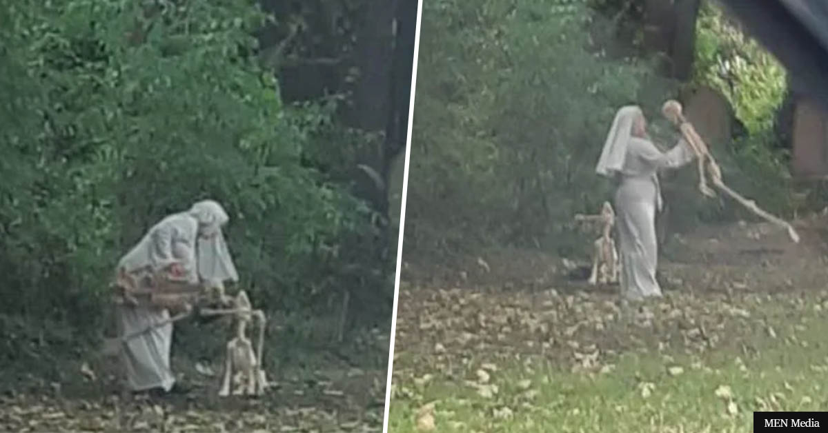 ‘Nun’ Caught Dancing With Skeleton Next To Graveyard In England