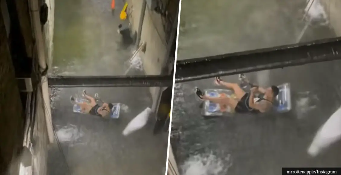 NYC man spotted smoking hookah on a raft in floodwaters amid Hurricane Ida