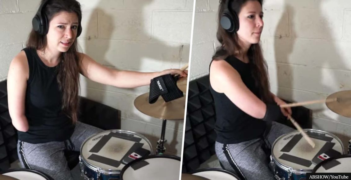 One-armed drummer shows how she can rock despite her disability