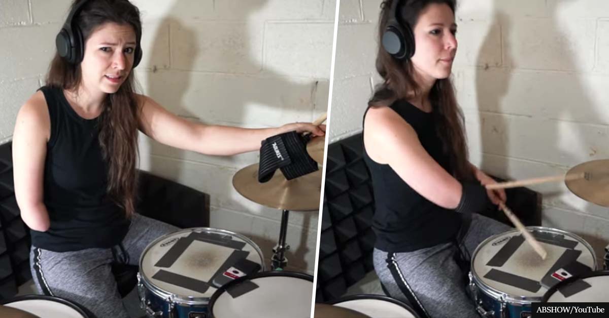 One-armed drummer shows how she can rock despite her disability