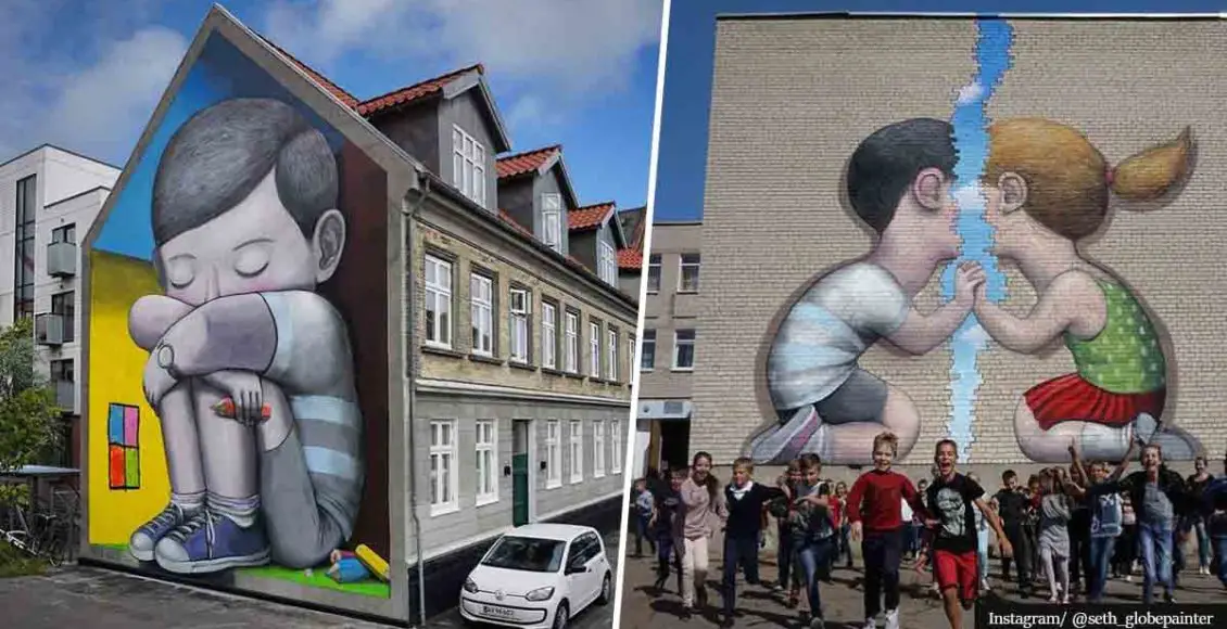 Artist turns boring buildings into colorful masterpieces