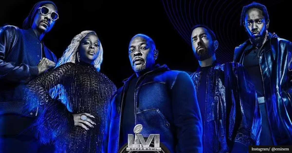 Dr. Dre, Eminem, Snoop Dogg, Mary J. Blige, and Kendrick Lamar team up for an epic Super Bowl performance