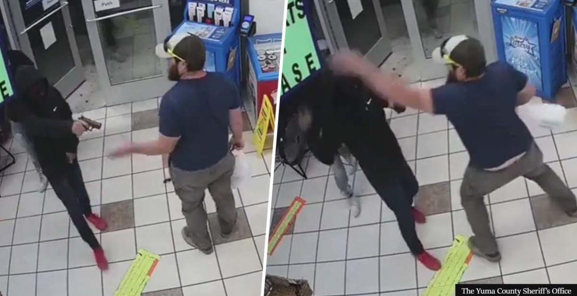 Video shows U.S. Marine vet single-handedly disarming robber during stick-up at Arizona gas station!