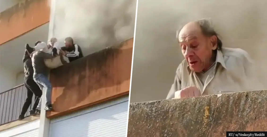 Witness The Inspiring Moment Three People Joined Hands To Rescue An Elderly Man From A Burning Building