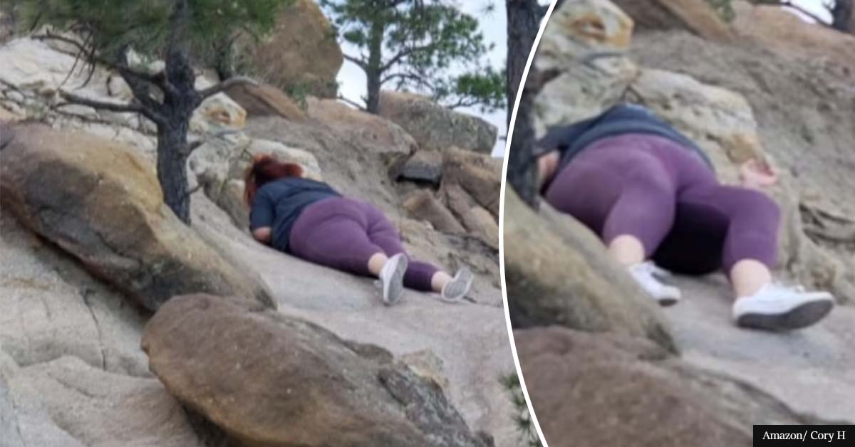 Woman's priceless leggings review goes viral after they didn't rip while she slid down a mountain